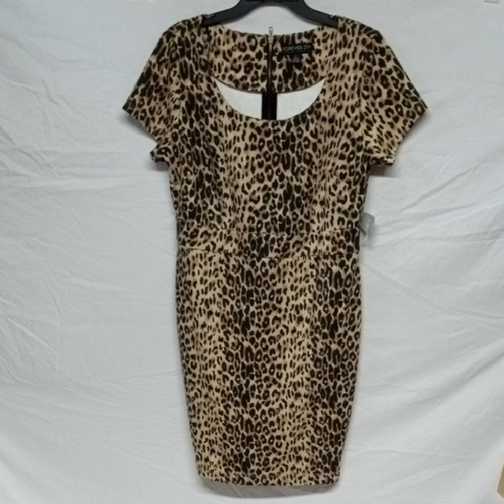 Forever 21 Tan and Brown Leopard  Print Bodycon Dress